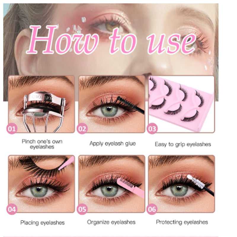 5 Pairs False Lashes Eyelashes Extension Cluster, Faux Mink Fluffy Long Full Look Eye Bottom, Dramatic Cosmetic Makeup