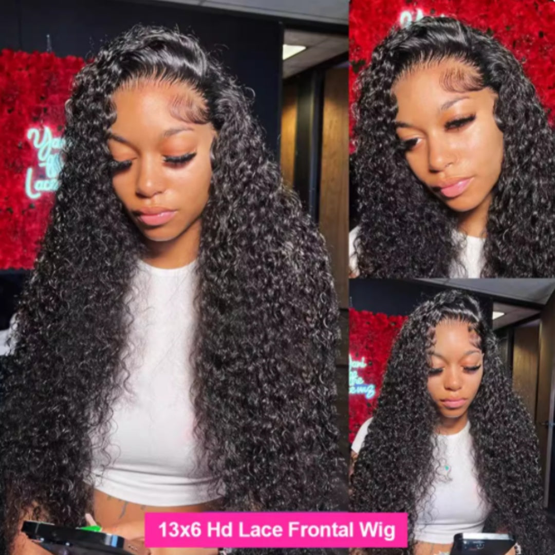 Creative Fashion Front Lace Black Long Curly Hair
