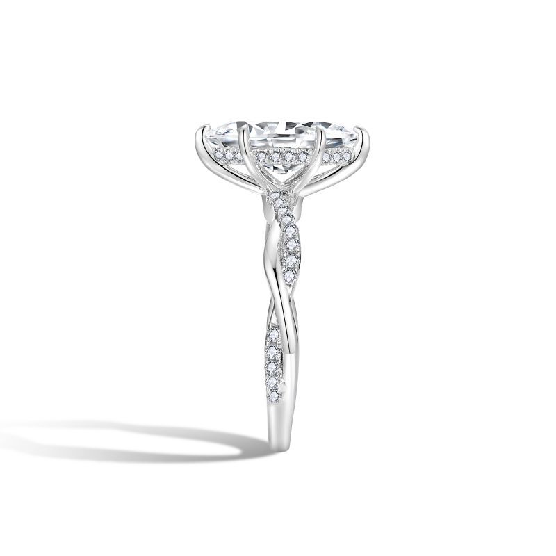 Moissanite Ring, Engagement Diamond Ring Womens Wedding Band Set