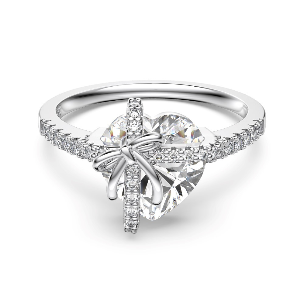 Sterling Silver Heart-Shaped Ring Necklace For Women