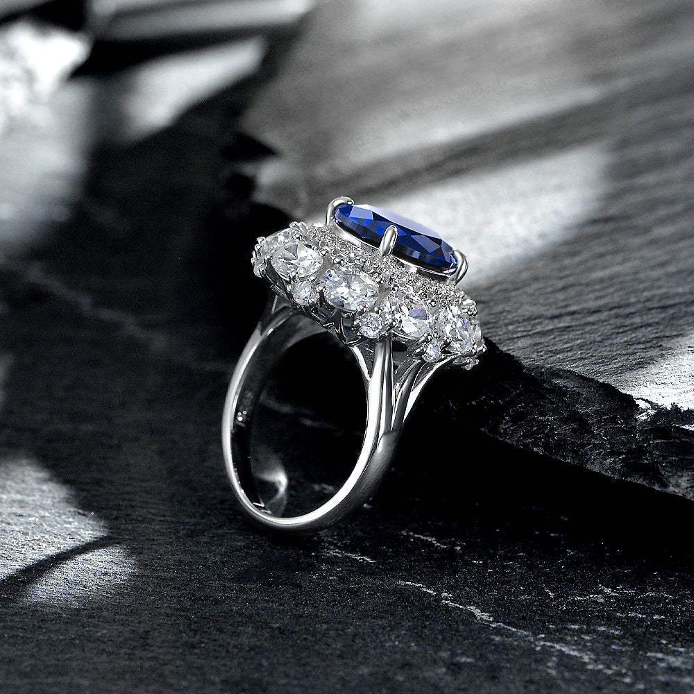 Shipei Jewelry New 925 Sterling Silver Inlaid 5 Karat Egg-shaped 1012 High Carbon Rhinestone Ring Luxury Women