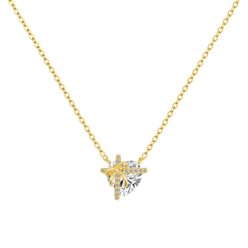 Sterling Silver Heart-Shaped Ring Necklace For Women