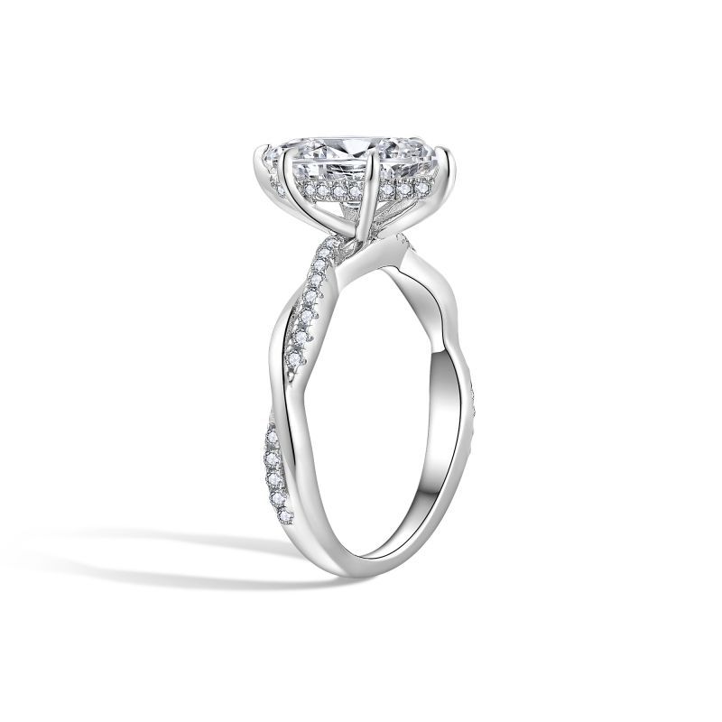 Moissanite Ring, Engagement Diamond Ring Womens Wedding Band Set