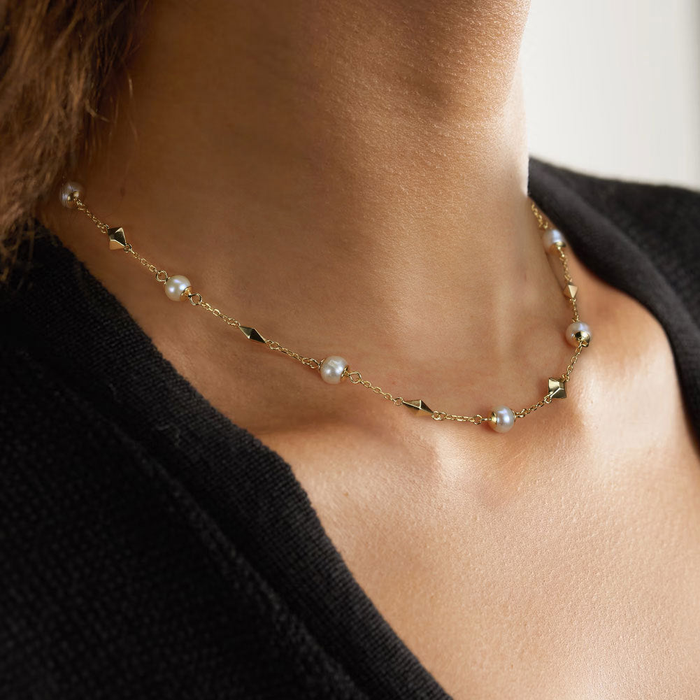 Yunlian Jewelry S925 Sterling Silver Necklace Natural Baroque Pearl Necklace