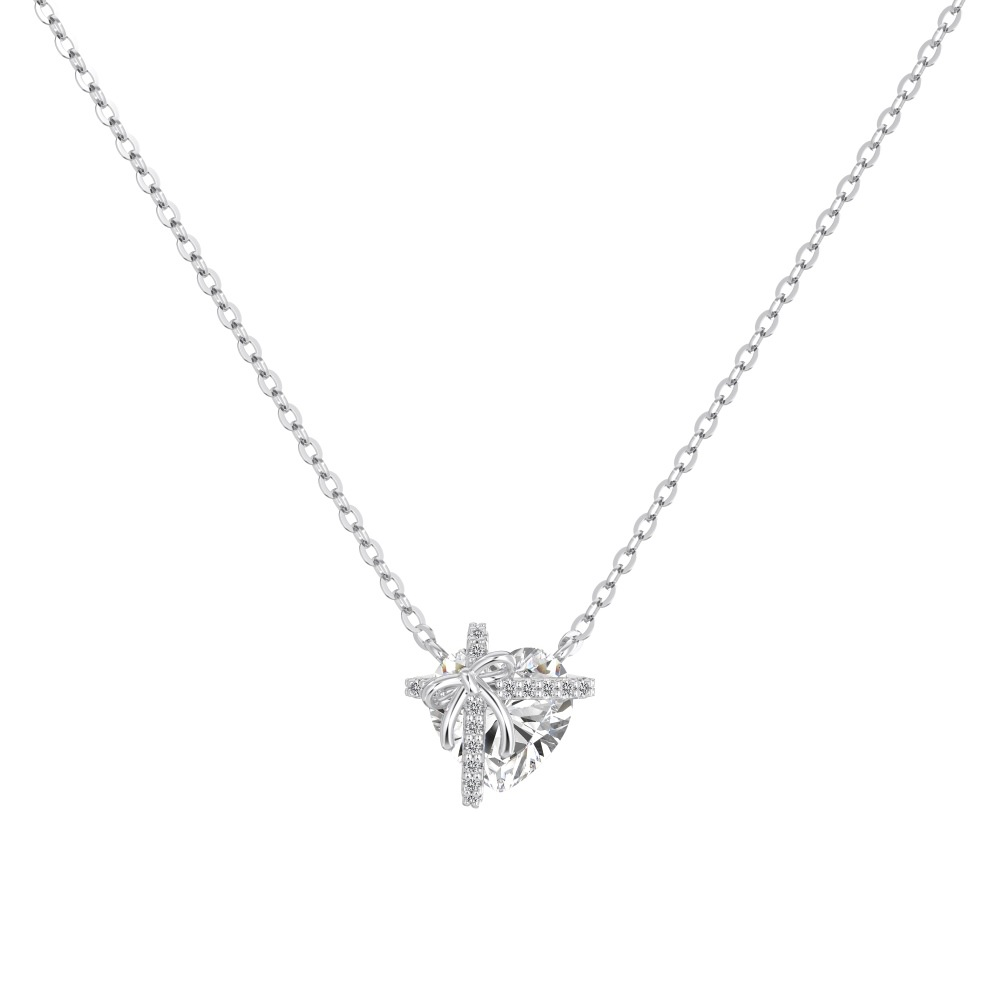 Sterling Silver Heart-Shaped Ring Necklace For Women
