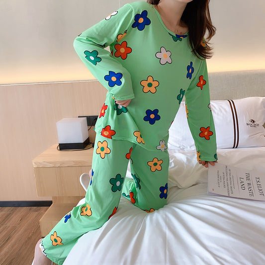 Cute Long-sleeved Trousers Cartoon Student Pajamas Home Service Suit