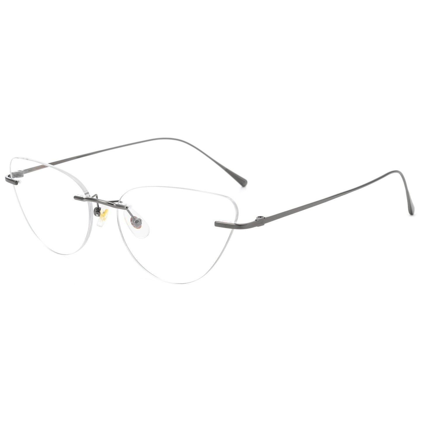 Pure Titanium Rimless Cat-eye Glasses For Women Ultra-light Comfortable And Blue-light Blocking