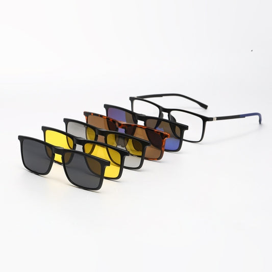 TR Magnetic Glasses For Men And Women Myopia Frame With 5-in-1 Polarized Lenses