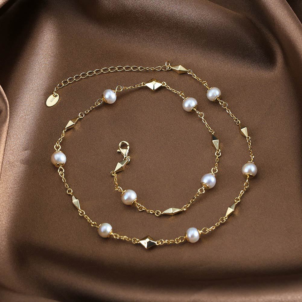 Yunlian Jewelry S925 Sterling Silver Necklace Natural Baroque Pearl Necklace