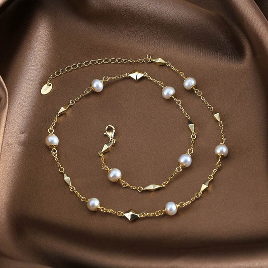 Yunlian Jewelry S925 Sterling Silver Necklace Natural Baroque Pearl Necklace