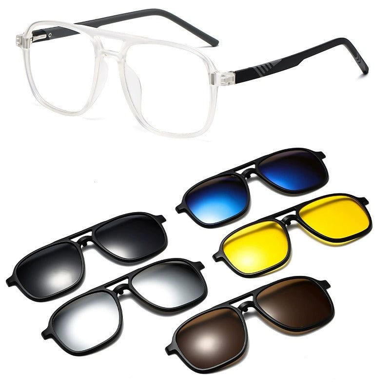 TR Magnetic Glasses For Men And Women Myopia Frame With 5-in-1 Polarized Lenses